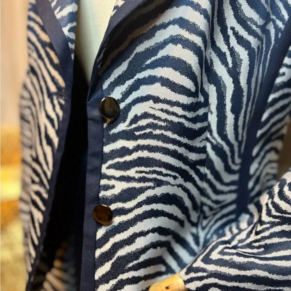 Isabella Navy and Gray Zebra Print Blazer - Picture 2 of 10